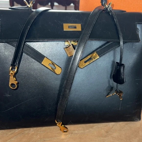 Hermes Kelly Sellier 35 in Black Box leather - Picture 16 of 16